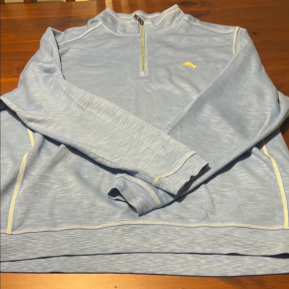 Tommy Bahama Carolina blue zip up turtleneck sweater